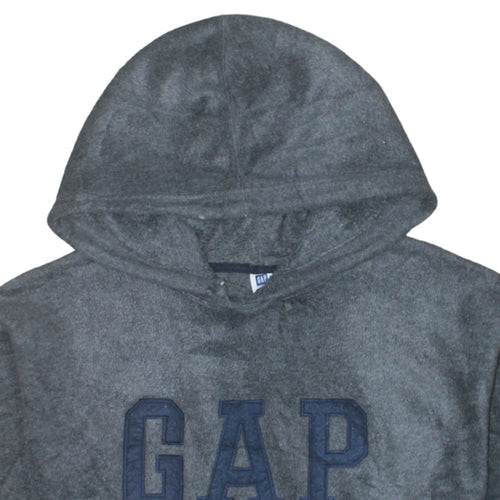 GAP Mens Grey Pullover Hoodie Medium Fleece Logo Sweatshirt