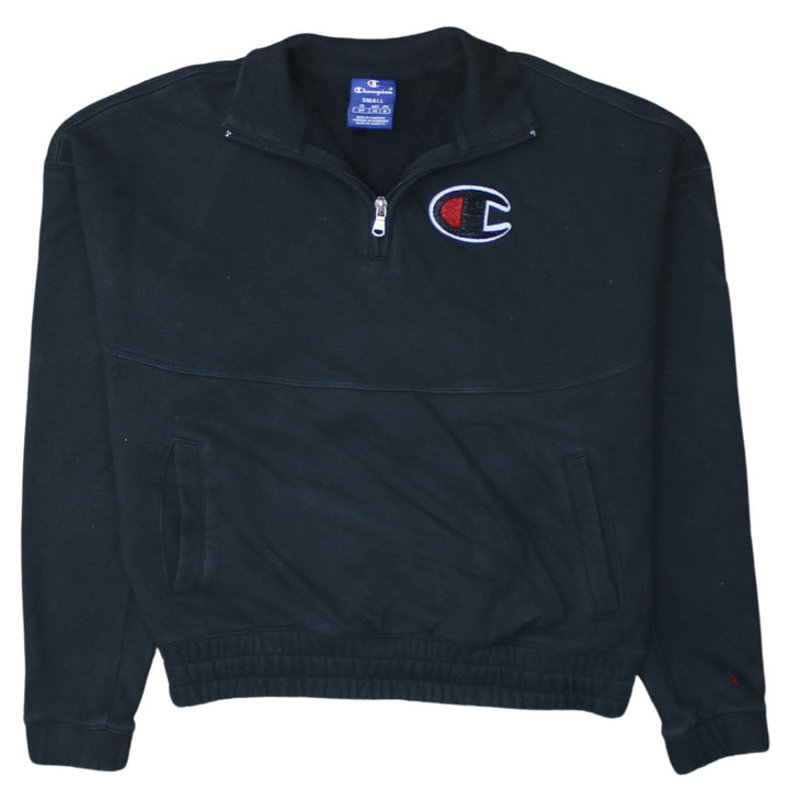 Champion Black Small 1/4 Zip Cotton Sweatshirt for Women