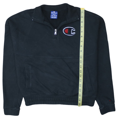 Champion Black Small 1/4 Zip Cotton Sweatshirt for Women