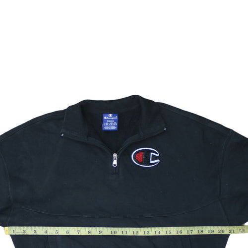 Champion Black Small 1/4 Zip Cotton Sweatshirt for Women