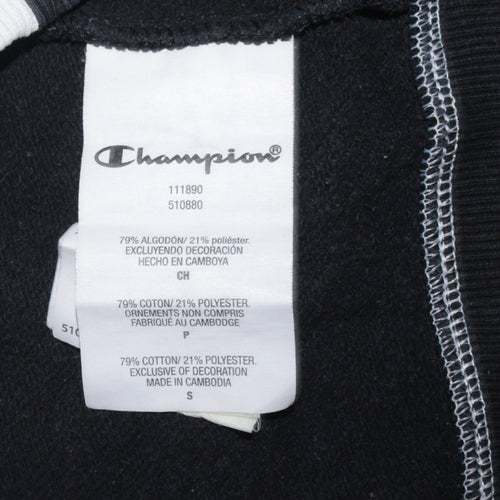 Champion Men’s Black & White Pullover Hoodie Small Logo Fleece