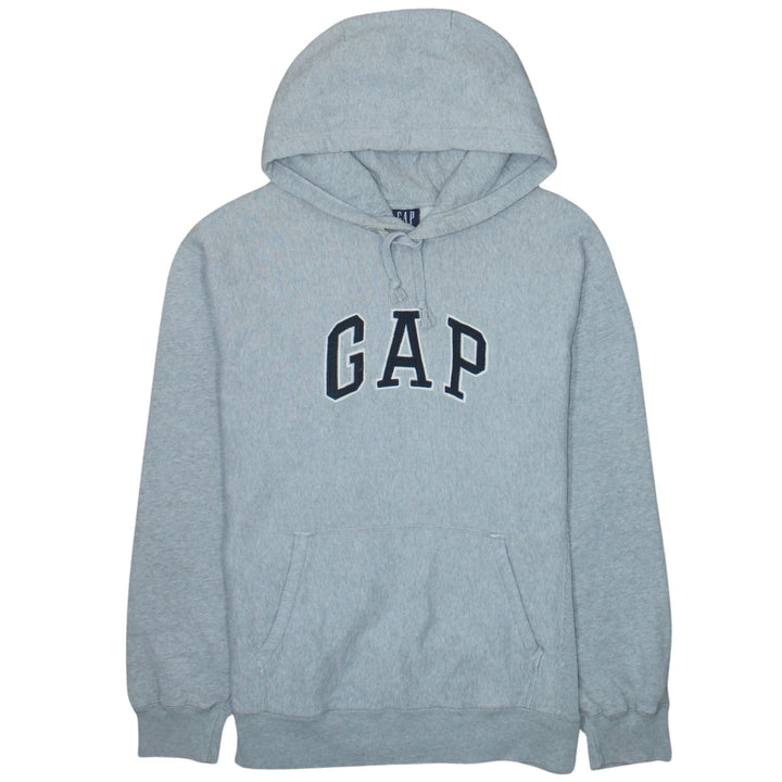 GAP Men's Grey Pullover Hoodie S Regular Fit Logo Fleece Sweatshirt