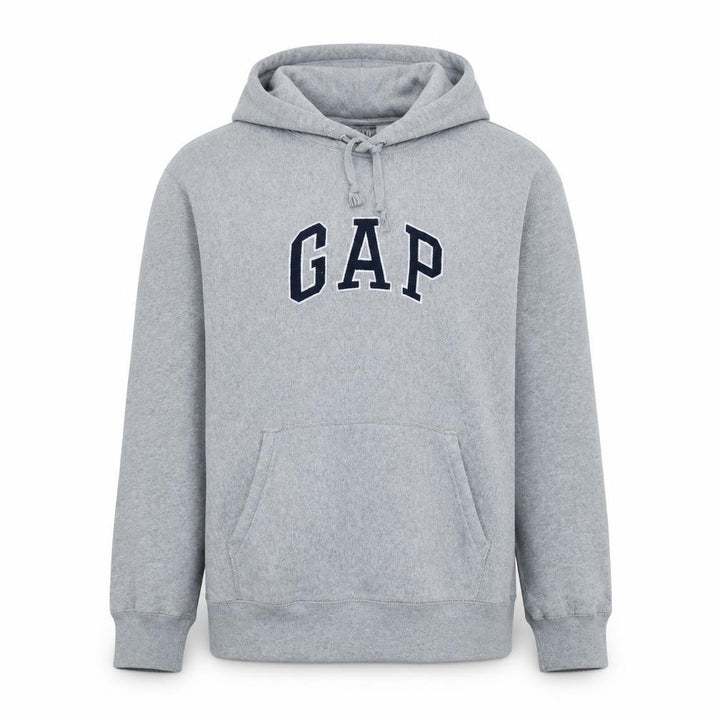 Gap Men's Grey Pullover Hoodie S Regular Fit Logo Fleece Sweatshirt