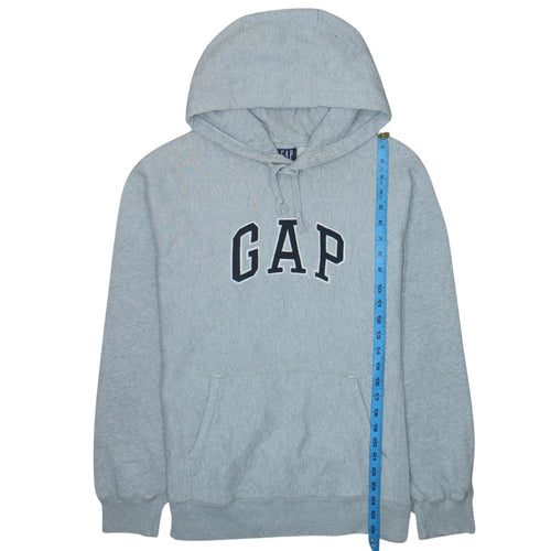 GAP Men's Grey Pullover Hoodie S Regular Fit Logo Fleece Sweatshirt