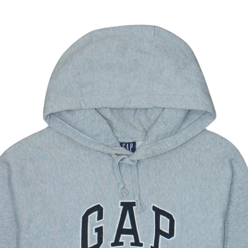 GAP Men's Grey Pullover Hoodie S Regular Fit Logo Fleece Sweatshirt