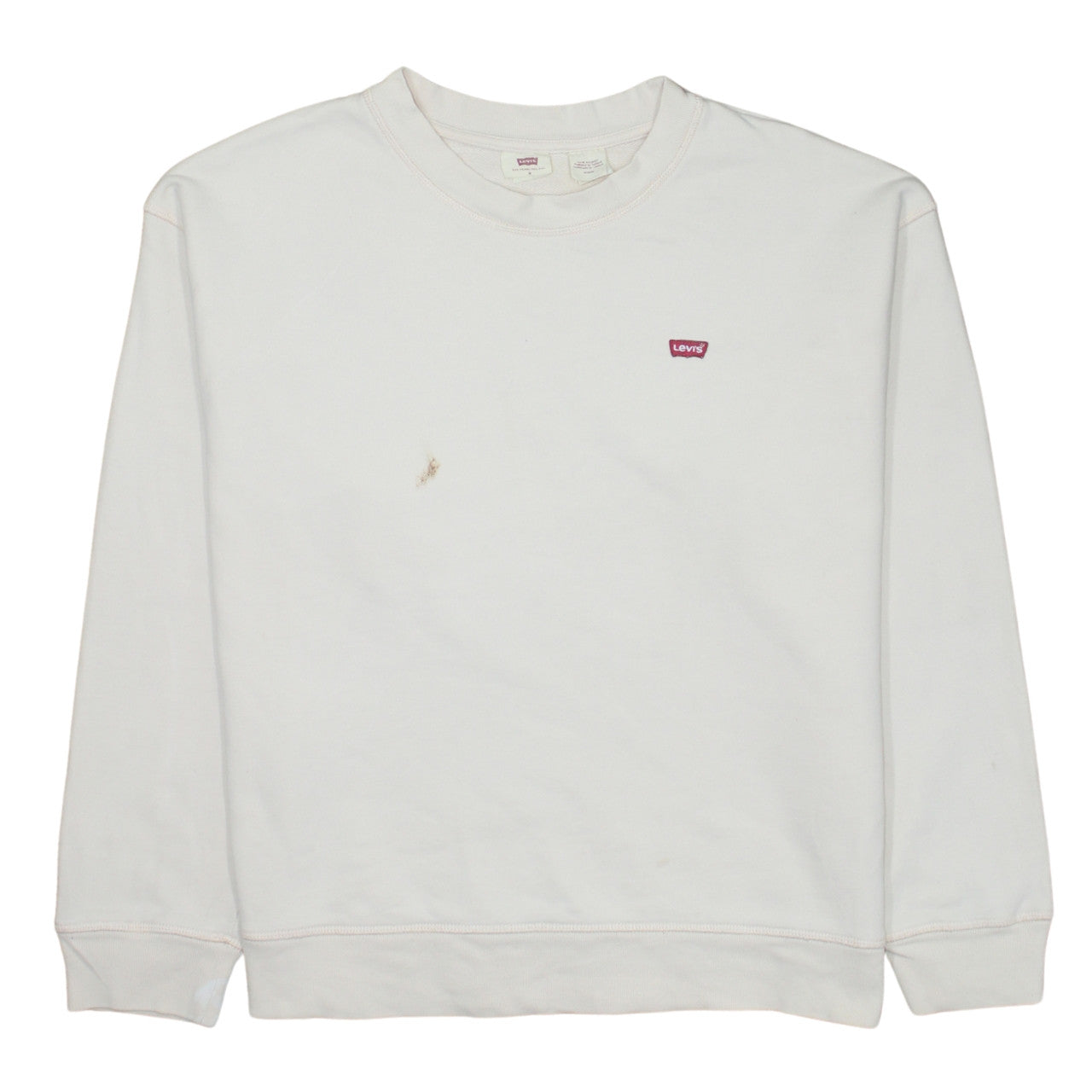 Levi's Women's White Cotton Crew Neck Pullover Sweatshirt M
