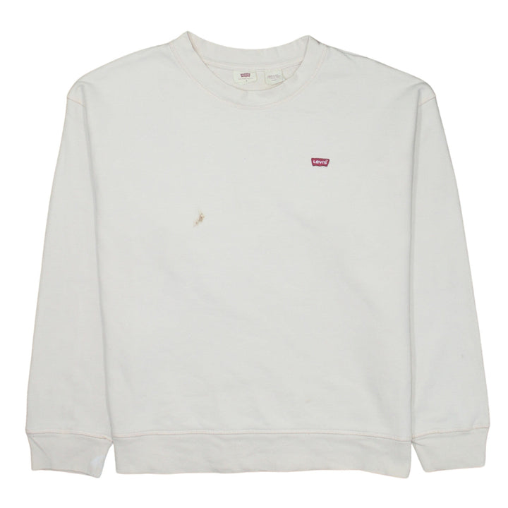 Levi's Women's White Cotton Crew Neck Pullover Sweatshirt M