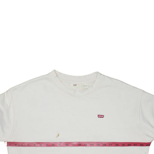 Levi's Women's White Cotton Crew Neck Pullover Sweatshirt M
