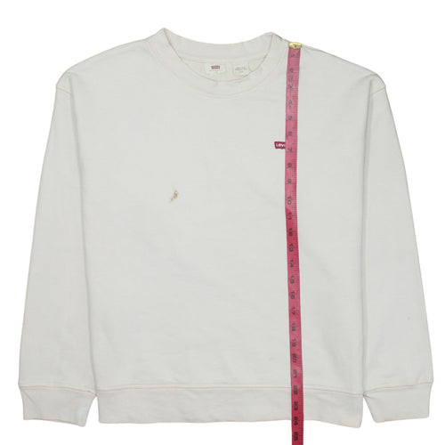 Levi's Women's White Cotton Crew Neck Pullover Sweatshirt M