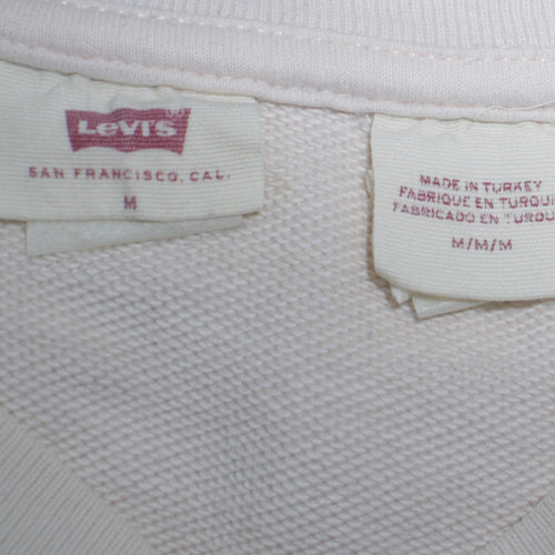 Levi's Women's White Cotton Crew Neck Pullover Sweatshirt M