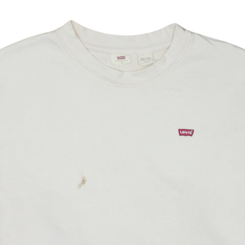 Levi's Women's White Cotton Crew Neck Pullover Sweatshirt M