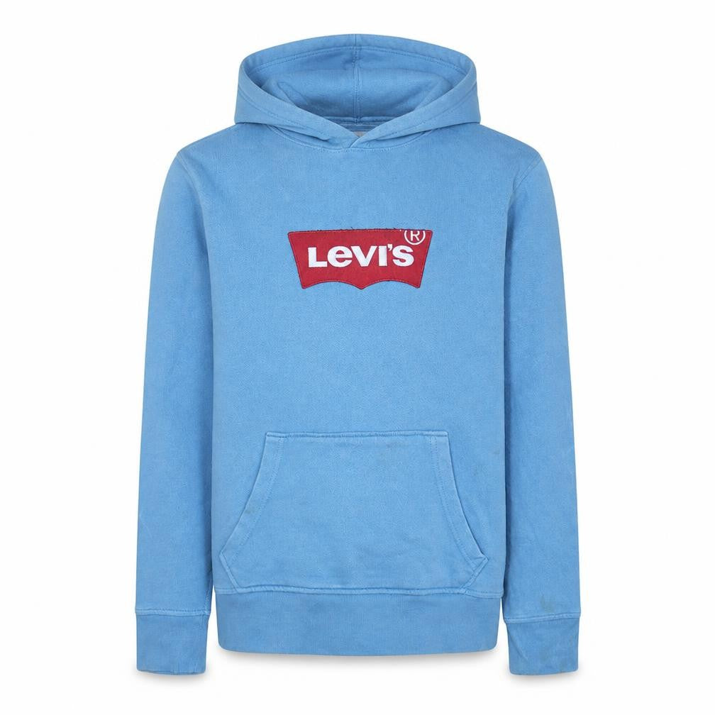 Front view of Levi's Men's Blue Pullover Hoodie Small Logo Graphic Cotton