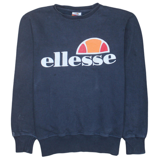 Ellesse Men's Blue Small Pullover Crew Neck Logo Sweatshirt