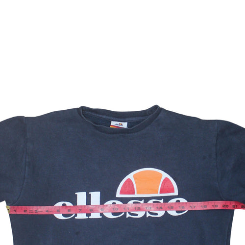 Ellesse Men's Blue Small Pullover Crew Neck Logo Sweatshirt