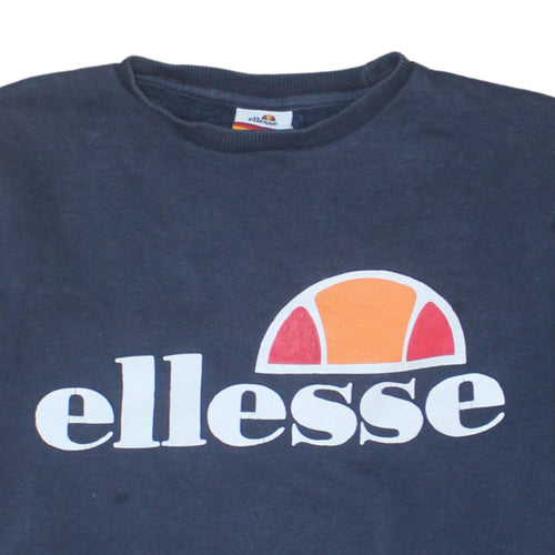 Ellesse Men's Blue Small Pullover Crew Neck Logo Sweatshirt