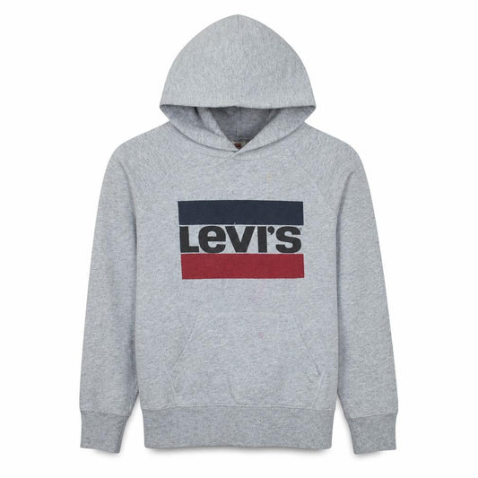 Front view of Levi's Men's Grey XS Pullover Hoodie with Logo Print