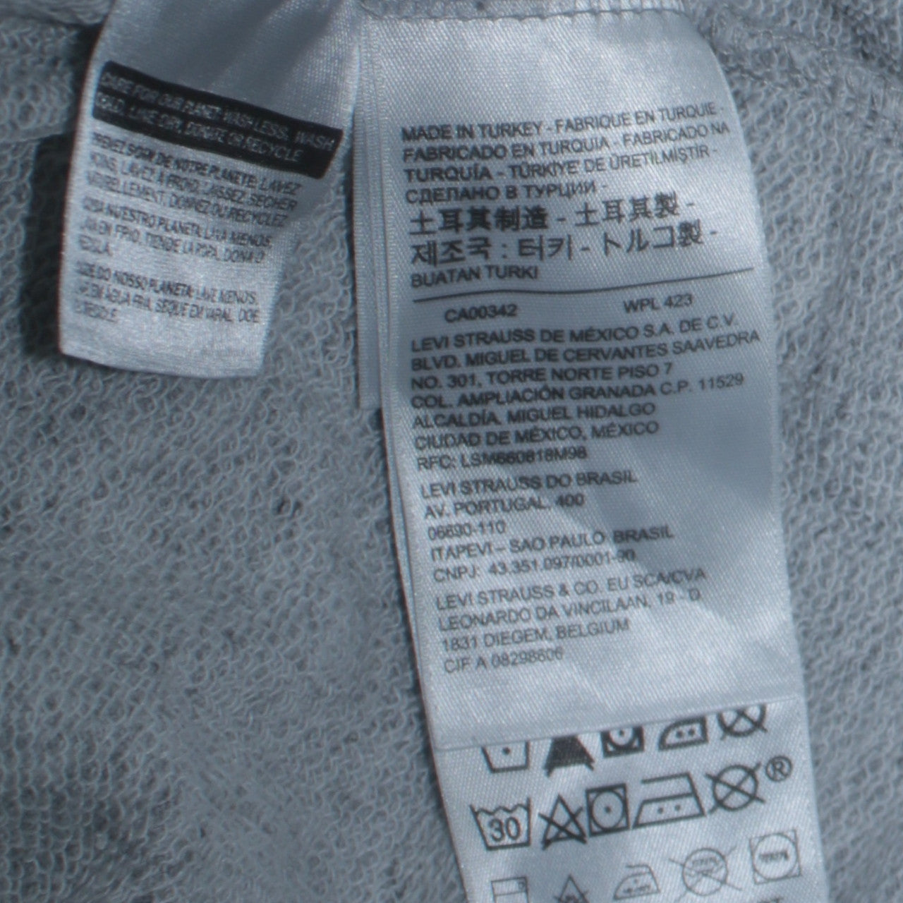 Levi's Men's Grey XS Pullover Hoodie with Logo Print