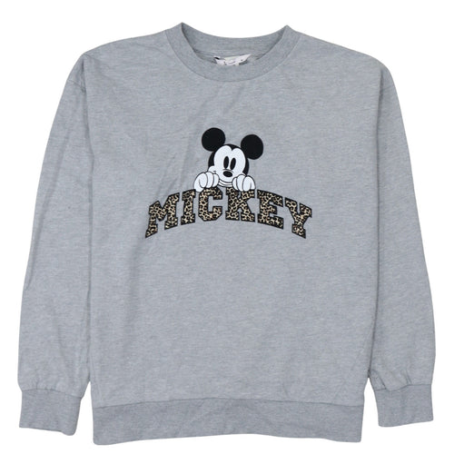 TU Woman Grey Disney Mickey Sweatshirt Size 16 Leopard Print