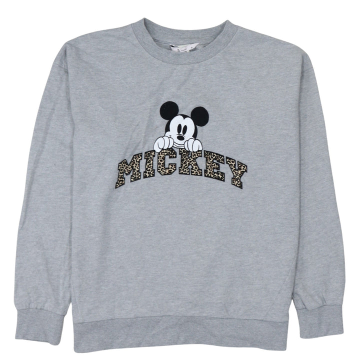 TU Woman Grey Disney Mickey Sweatshirt Size 16 Leopard Print