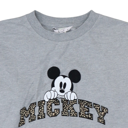 TU Woman Grey Disney Mickey Sweatshirt Size 16 Leopard Print