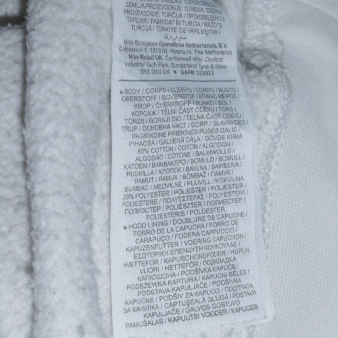 Nike Men's White Pullover Hoodie M Sports Graphic Fleece