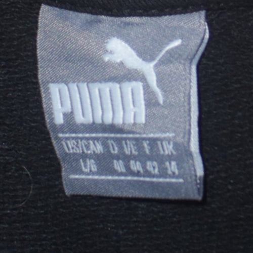 Puma Womens Black Lace Logo Sweatshirt Size L Crew Neck