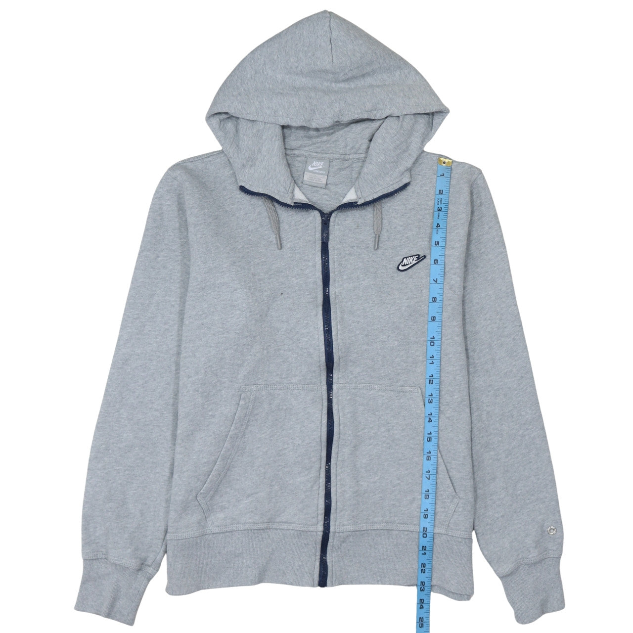 Nike Men's Grey Full Zip Hoodie L Sportswear Cotton Blend