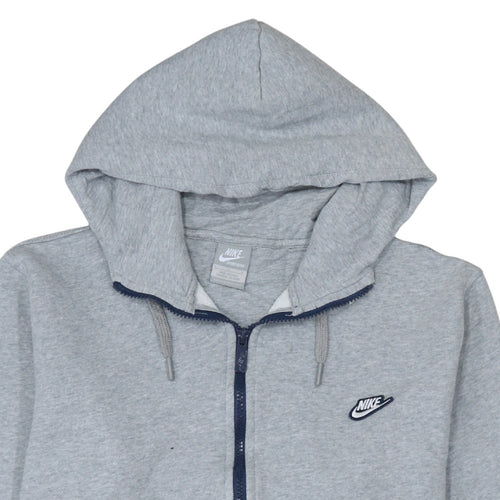 Nike Men's Grey Full Zip Hoodie L Sportswear Cotton Blend