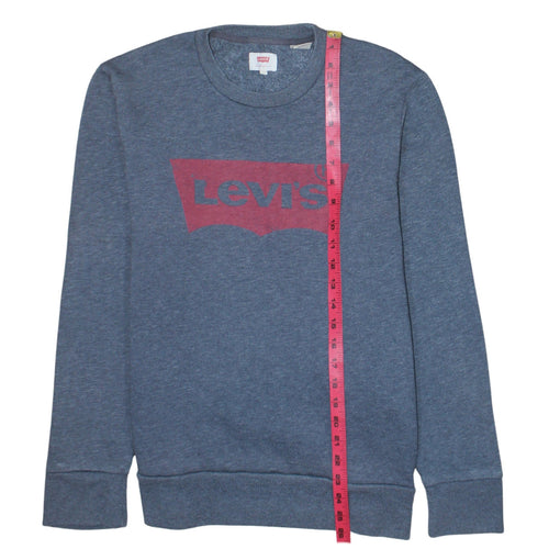 Levi's Men's Blue Logo Crew Neck Sweatshirt L Regular Fit
