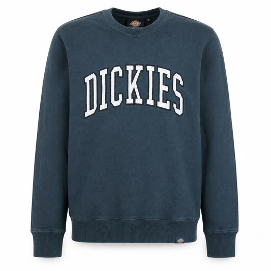 Front view of Dickies Men’s Blue Small Crew Neck Pullover Sweatshirt