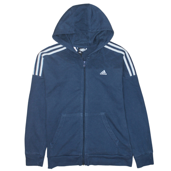 Adidas Boys Blue Full Zip Hoodie 13-14 Years Sports Fleece Sweatshirt