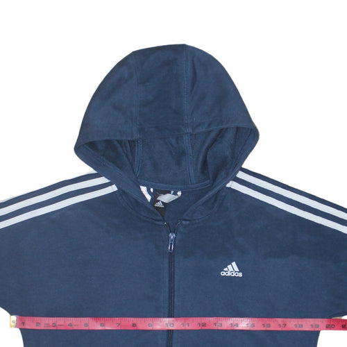 Adidas Boys Blue Full Zip Hoodie 13-14 Years Sports Fleece Sweatshirt