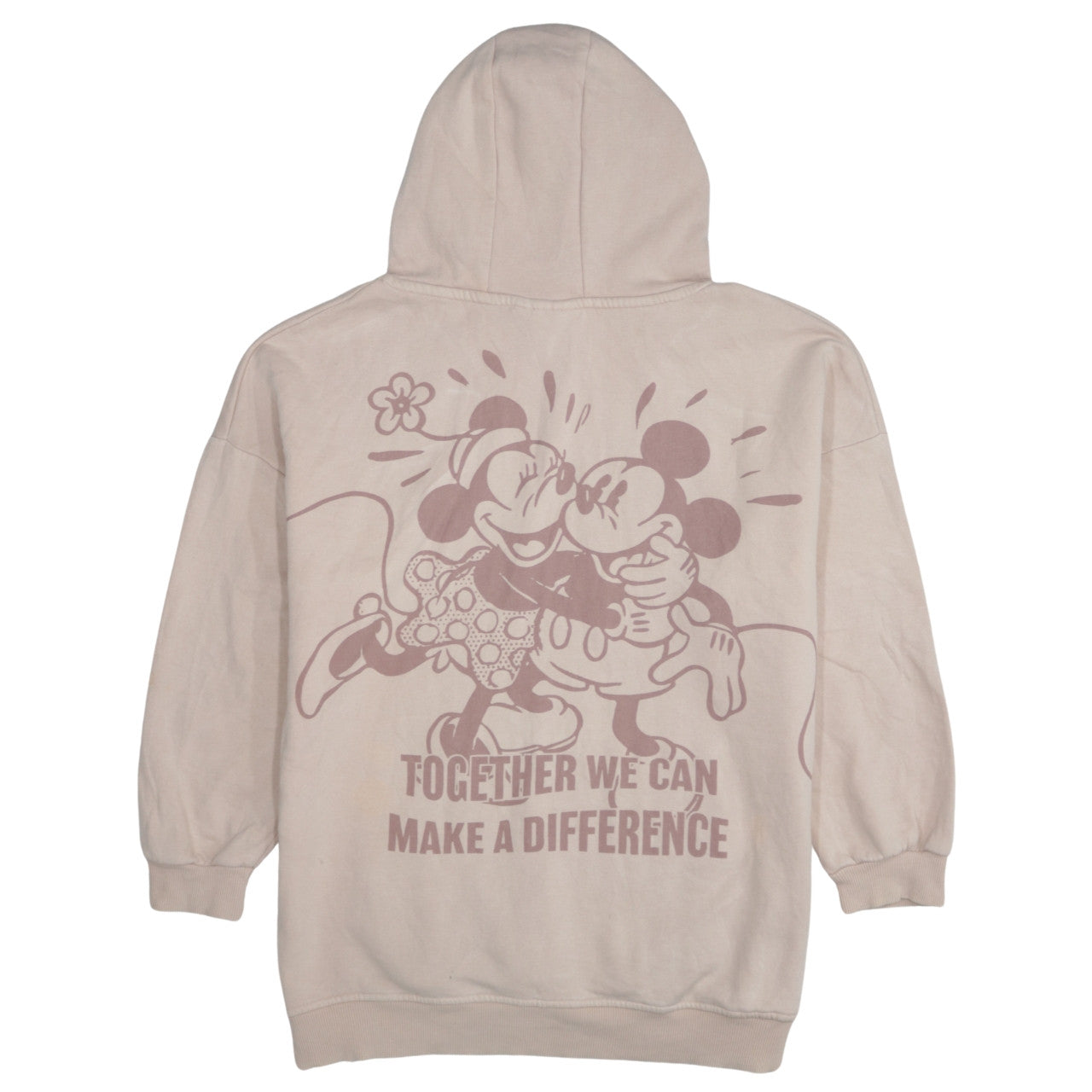 Disney Women Beige Organic Cotton Pullover Hoodie Size 10