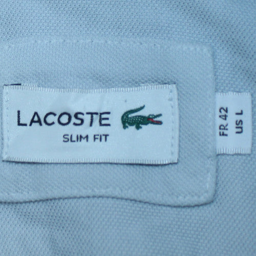 Lacoste Men's Blue Slim Fit Long Sleeve Button-Up Shirt L