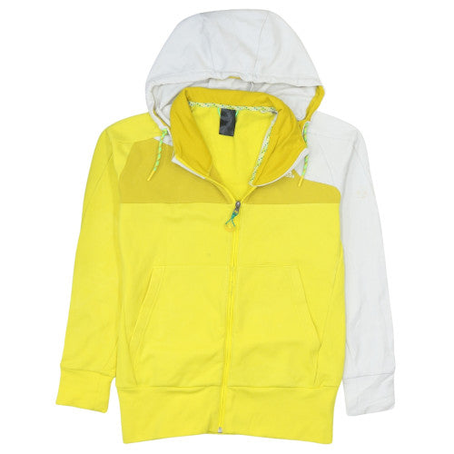 Adidas Womens Yellow White Full Zip Hoodie UK 10 Sports Casual