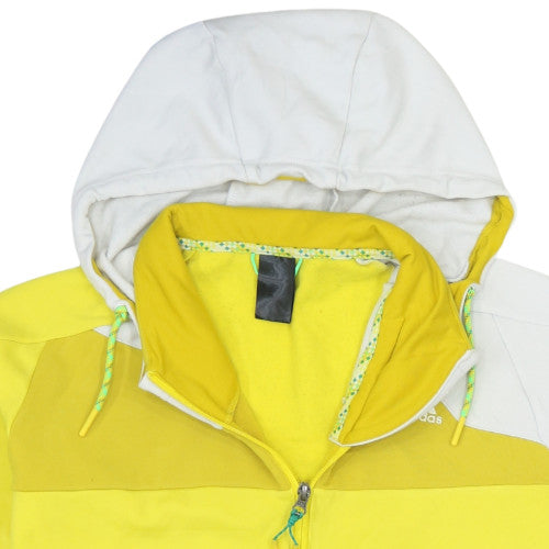 Adidas Womens Yellow White Full Zip Hoodie UK 10 Sports Casual