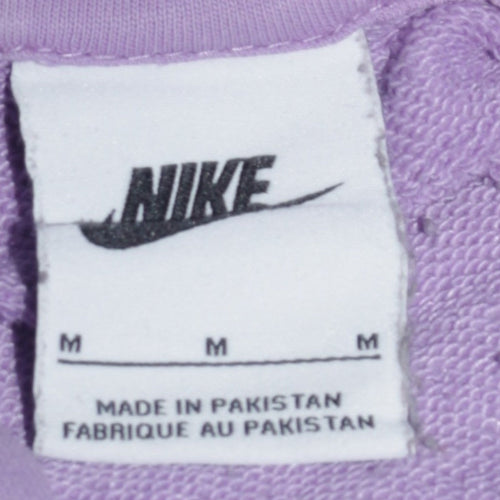 Nike Womens Purple Pullover Hoodie Medium Cotton Blend Logo Print