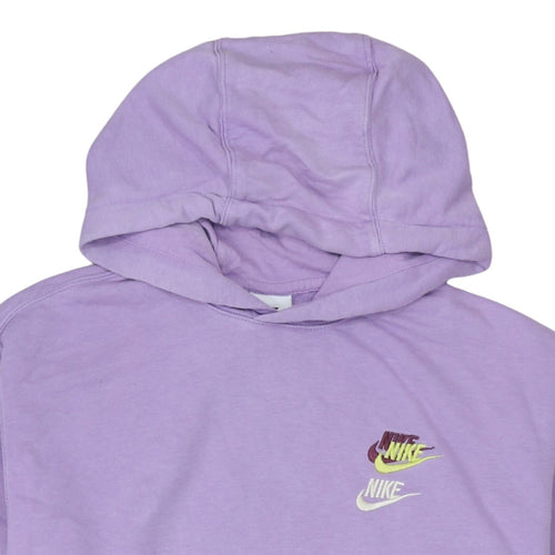 Nike Womens Purple Pullover Hoodie Medium Cotton Blend Logo Print