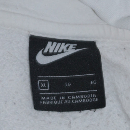 Nike Men's White XL Pullover Hoodie with Logo Pocket