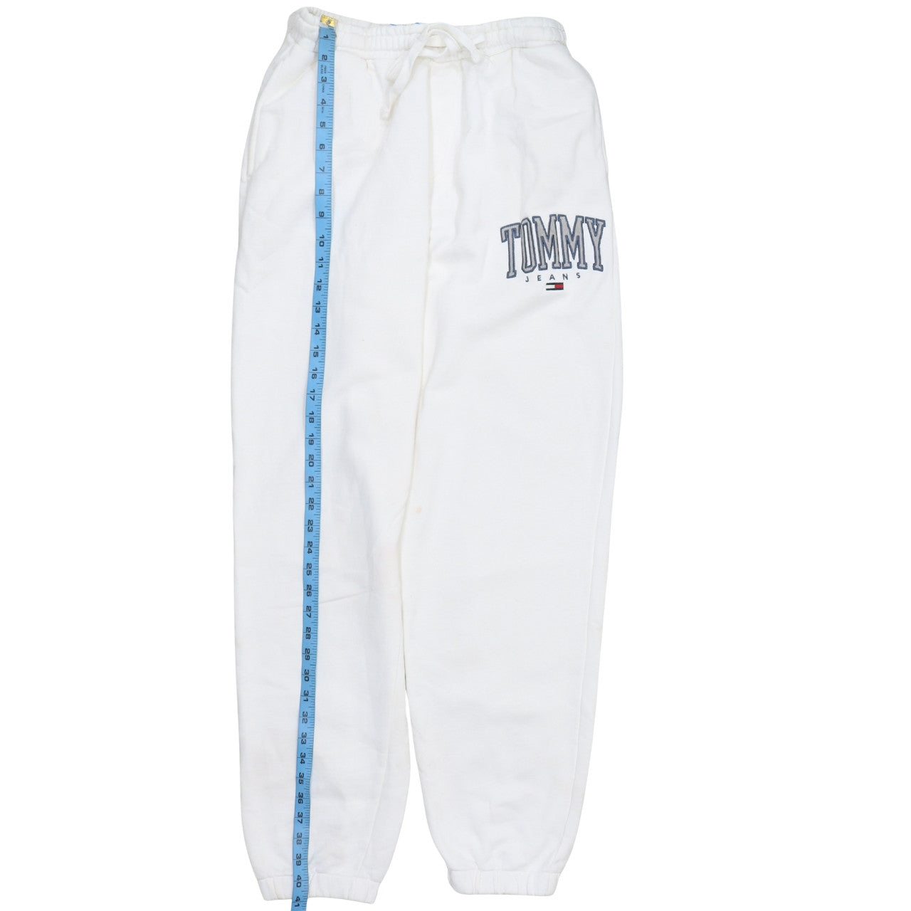 Tommy Jeans Men's White M Sweatpants Tapered Fleece Drawstring Trousers