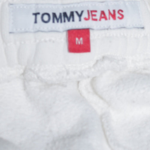 Tommy Jeans Men's White M Sweatpants Tapered Fleece Drawstring Trousers