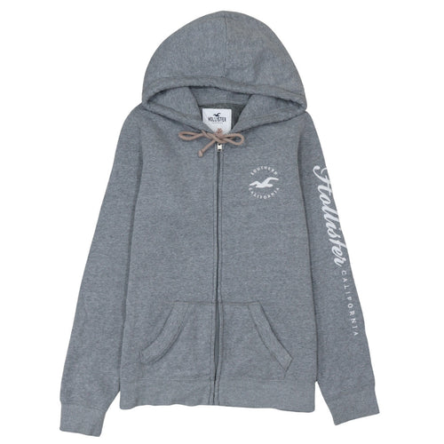 Hollister Men's Grey Full Zip Hoodie M Classic Logo Fleece