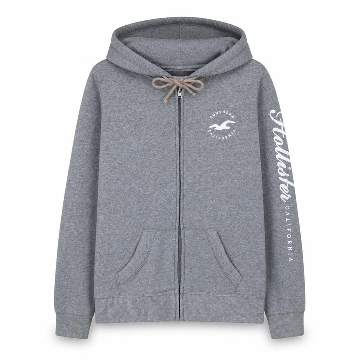 Hollister Men's Grey Full Zip Hoodie M Classic Logo Fleece