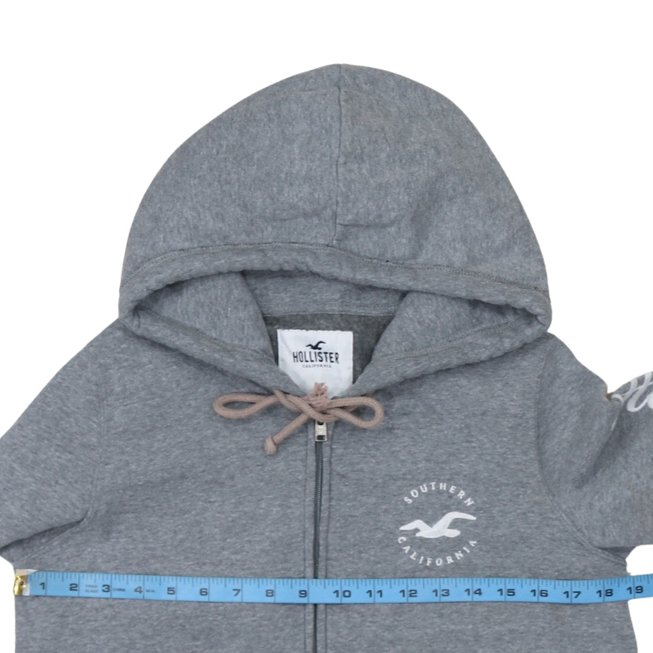 Hollister Men's Grey Full Zip Hoodie M Classic Logo Fleece