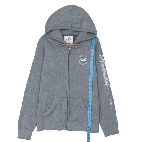 Hollister Men's Grey Full Zip Hoodie M Classic Logo Fleece