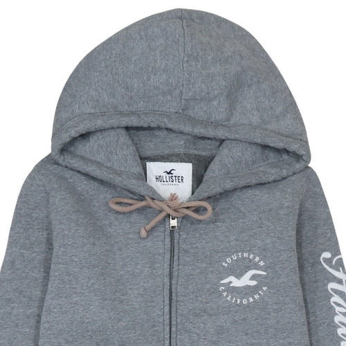 Hollister Men's Grey Full Zip Hoodie M Classic Logo Fleece