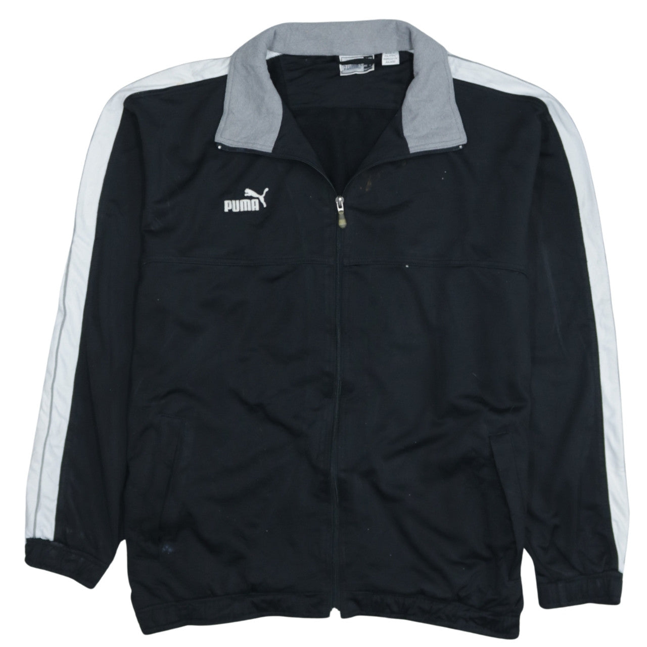 Puma Men's Black 2XL Track Jacket with Zip and Grey Collar
