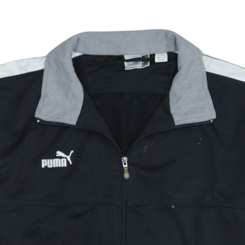 Puma Men's Black 2XL Track Jacket with Zip and Grey Collar