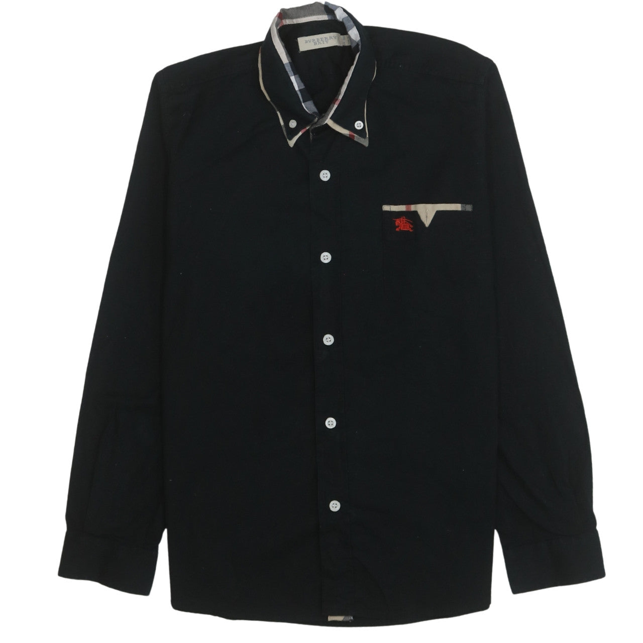 Burberry Boys Black Cotton Button-Up Shirt Size 176 Long Sleeve Classic Style