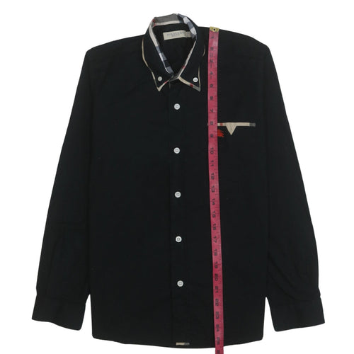 Burberry Boys Black Cotton Button-Up Shirt Size 176 Long Sleeve Classic Style